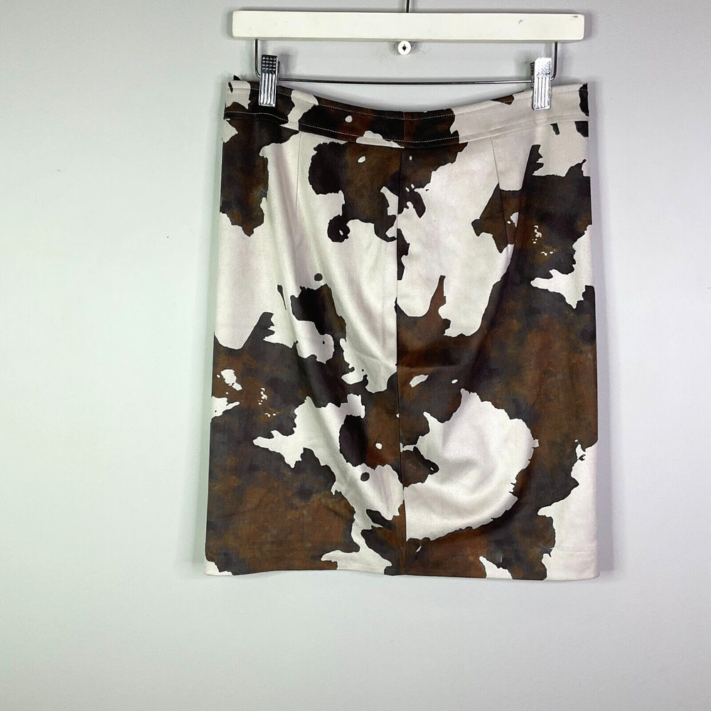 GUESS Faux Suede Texas Print Lilli Skirt Short Cow Print Womens Medium Lined